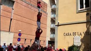 Castellers de Barcelona Pilar de 4 caminant  Festa Major de Salt [upl. by Ardnaskela]