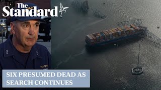 Baltimore bridge Six presumed dead after cargo ship rammed bridge triggering collapse [upl. by Alethia]