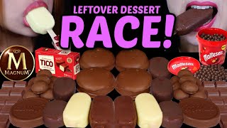 ASMR LEFTOVER DESSERT RACE TICO ICE CREAM MALTESERS MILKA amp WHITE CHOCOLATE MAGNUM ICE CREAM 먹방 [upl. by Chladek]