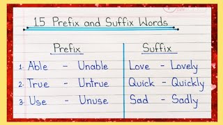 15 Prefix and Suffix In English  suffix and prefix  Prefix Words  Suffix Words  prefix suffix [upl. by Ynohtnanhoj449]