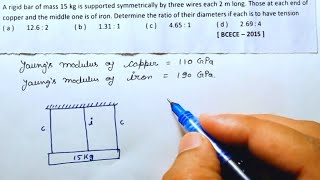 Physics  Class 11  Pyq mechanical properties of solids A rigid bar of mass 15 kg is  Neet  Jee [upl. by Malynda]