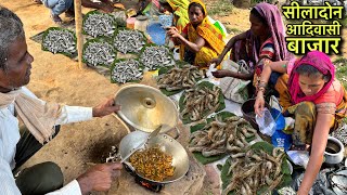 सीलादोन आदिवासी बाजार  Rs100 में खाए 1Kg भुंजल मछली  Village Tribal Market  Fish Fry Recipe [upl. by Turino]