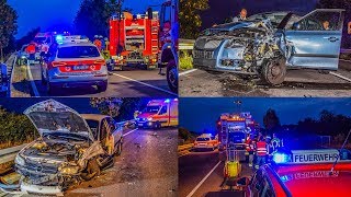 HORRORFAHRT SCHWERER FRONTALCRASH  FEUERWEHR befreit EINGEKLEMMTE  MOTORRADFAHRER verfolgt PKW [upl. by Lyndsie]