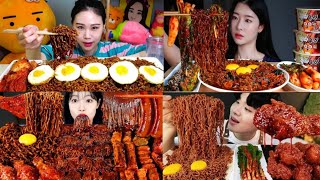 ASMR EATING SPICY KOREAN NOODLES BEST MUKBANG CHALLENGE mukbang eating [upl. by Nnayt329]