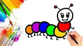 Simple and Easy Caterpillar Drawing  Painting Art  Coloring for Kids and Toddlers [upl. by Kahle583]