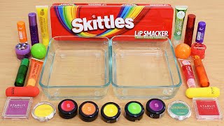 Skittles Rainbow  Mixing Makeup Eyeshadow Into Slime ASMR [upl. by Yssirc]