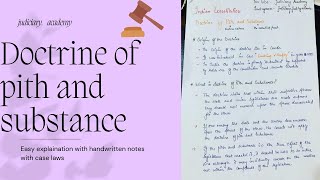 doctrine of pith and substance  easy explaination with handwritten notes  with case laws consti [upl. by Sipple]