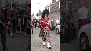 Drum Major Ian Esson leading Pipe Bands to Tomintoul Highland Games in Cairngorms Scotland shorts [upl. by Melvina]