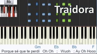 Como Tocar quot Traidoraquot en Piano Tutorial  Gente de Zona Ft Marc Anthony  Letra y Acordes [upl. by Saeger7]