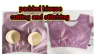 Padded Blouse Designs Boat Neck Blouse Cutting And Stitching  Blouse Designs [upl. by Enitsua244]