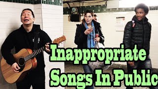 SINGING INAPPROPRIATE SONGS in the NYC SUBWAY SINGING IN PUBLIC [upl. by Yi695]