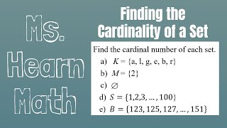 Set Theory Chapter Finding Cardinalities of Sets [upl. by Thurmond]