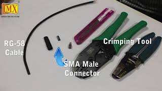 How to Crimp SMA Male Connector using Crimping tool [upl. by Noiroc]