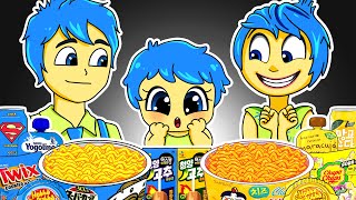 Inside Out 2  JOY Family Convenience Store YELLOW BLUE Food Mukbang Animation  ASMR [upl. by Queridas]