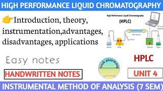 High performance liquid chromatography  unit 4  instrumental method of analysis  HPLC [upl. by Woodhead]