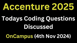 4th Nov 2024 Accenture Todays Actual Coding Questions 2025 Batch  Accenture Coding accenture [upl. by Bowden]