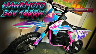 HAWKMOTO 36V 1000W Electric Dirt Bike  Fitting WICKED MX GraphicsDecalsVinyl Stickers [upl. by Sidalg]