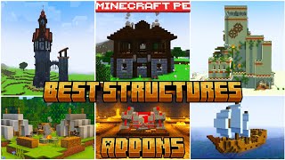 🥇TOP 5 STRUCTURES🏰 and DUNGEONS🏯 ADDONS for BEDROCK  MINECRAFT PE 121 addons [upl. by Jeb121]