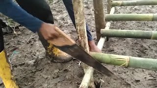 building a simple shelter for shelter making a simple base for a good nights sleep in the forest [upl. by Sackey222]