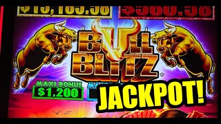 JACKPOT HANDPAY on Bull Blitz  Mega Bonus on a NEW SLOT [upl. by Farlee]