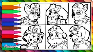 Drawing and Coloring Paw Patrol Characters Chase Skye and others 🐾🐶👮🚒👷♻️🌈 Coloring for Kids [upl. by Sophronia113]