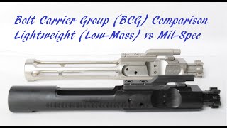 Bolt Carrier Group BCG Comparison  Lightweight Lowmass vs Civilian vs MilSpec [upl. by Bohun383]