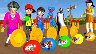 Scary Teacher 3D vs Squid Game Who Faster Games Honeycomb Candy and Balloon Nick and Tani Winning [upl. by Cirded]