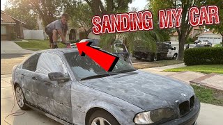 BUILDING MY DRIFT CAR EPISODE 5  SANDING THE PAINT OFF [upl. by Oicram]