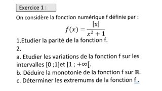 Étude de variations dune fonction la parité et le taux daccroissement [upl. by Siuoleoj]