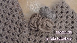 Tutorialponcho alluncinetto facile poncho punto grannylafatatuttofare [upl. by Drolet]