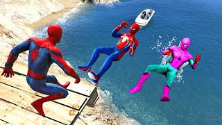 GTA 5 Colorful Spiderman Building Fight JumpsFails RagdollsFunny Moments Ep 26 [upl. by Dollie]