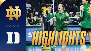 Highlights vs Duke  Notre Dame Defeats Duke to Close Out Weekend  Notre Dame Volleyball [upl. by Nirtiac]