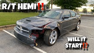 I BOUGHT A WRECKED DODGE CHARGER RT From COPART WILL IT RUN NO KEYS⁉️ [upl. by Sievert195]