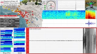 M 36 amp 30 Lakeland Village CA 81524  RaspberryShake 4D Seismograph RD29A  Chino Hills CA [upl. by Harbard]