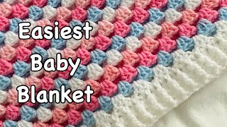 Easiest crochet baby blanket crochet granny stripe blanket easy baby blanket beginner friendly [upl. by Gnes310]