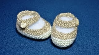 How to Knit Basic Mary Jane Baby Booties Part 1 Less Seaming and Knit in the round [upl. by Juni]