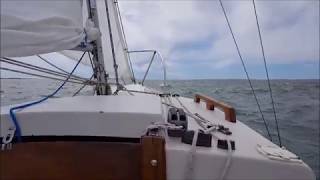 Sailing through Plum Gut in a 19 foot Sailboat ODay Mariner [upl. by Arreic]