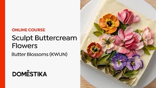 Cake Design Easy Buttercream Flowers with a Palette Knife  Butter Blossoms KWUN  Domestika [upl. by Annot]