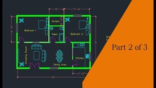 Making a simple floor plan in AutoCAD Part 2 of 3 [upl. by Malanie]