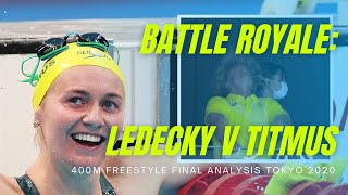 Katie Ledecky vs Ariarne Titmus  final of the womens 400 freestyle Tokyo 2020 [upl. by Hatokad]