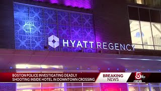 Death investigation under way after shooting inside Boston hotel [upl. by Doownil]