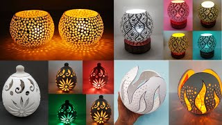 4 Defarent Tipe Table Lamp Ideas  White Cement Craft Ideas  Table Lamp Making at Home [upl. by Ubana]