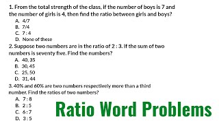 Ratio and Proportion Word Problems [upl. by Tem42]