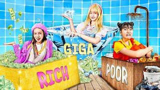 Poor Vs Rich Vs Giga Rich At The Swimming Pool  Funny Stories About Baby Doll Family [upl. by Anigger546]