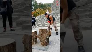 The process of splitting half dry wood with the iron ax [upl. by Llenad]