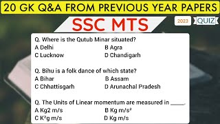 SSC MTS  2023  Part  51  Imp GK QampA from PYQ Papers  ssc mts [upl. by Ravaj]