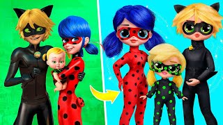 Ladybug and Cat Noir with Kids  28 LOL OMG DIYs [upl. by Oicaro]