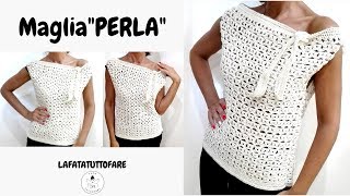 TUTORIAL Maglia quotPerlaquot maglia in cotonelafatatuttofare [upl. by Adrian]