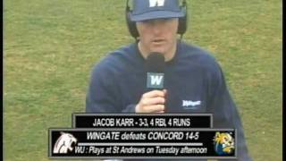 Wingate Baseball vs Concord  Postgame interviews with Coach Gregory amp Jacob Karr [upl. by Anehsak]