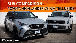 2023 Toyota Highlander vs Kia Telluride  SUV Comparison  Drivingca [upl. by Armmat]